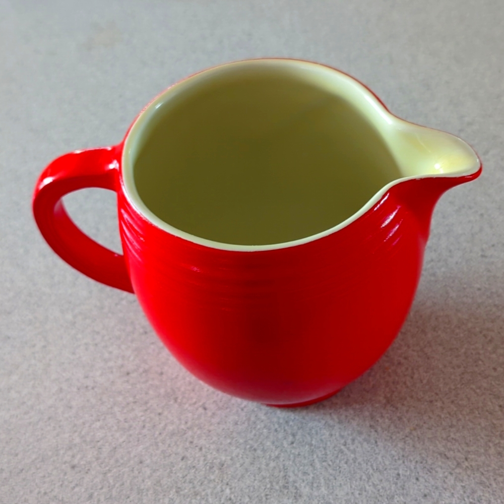 Halls Vintage Superior Quality Kitchenware 5 Band Jug Pitcher Red